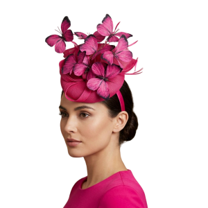 Fuchsia Butterfly Fascinator Hat Sculptural Statement Headpiece