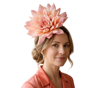 Blush Pink Oversized Dahlia Flower Headband Statement Floral Headpiece