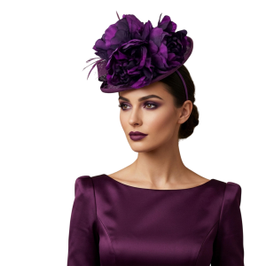 Purple Floral Fascinator Hat Oversized Flower Statement Headpiece