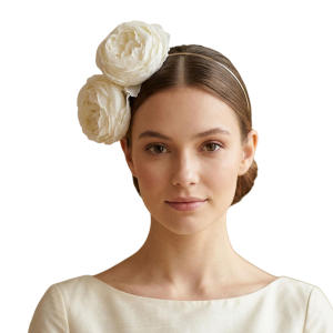 Ivory Rose Flower Headband Elegant Double Floral Statement Hair Accessory
