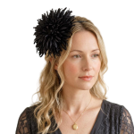 Black Oversized Chrysanthemum Flower Headband Statement Floral Headpiece